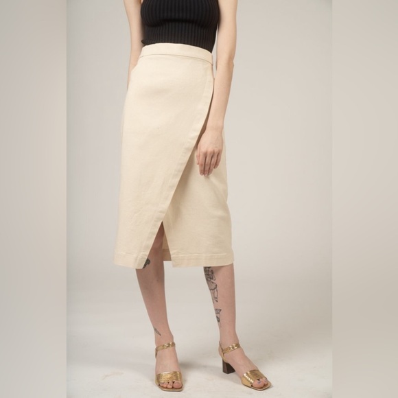 NWT Micaela Greg Natural Denim Wrap Skirt - Picture 6 of 16